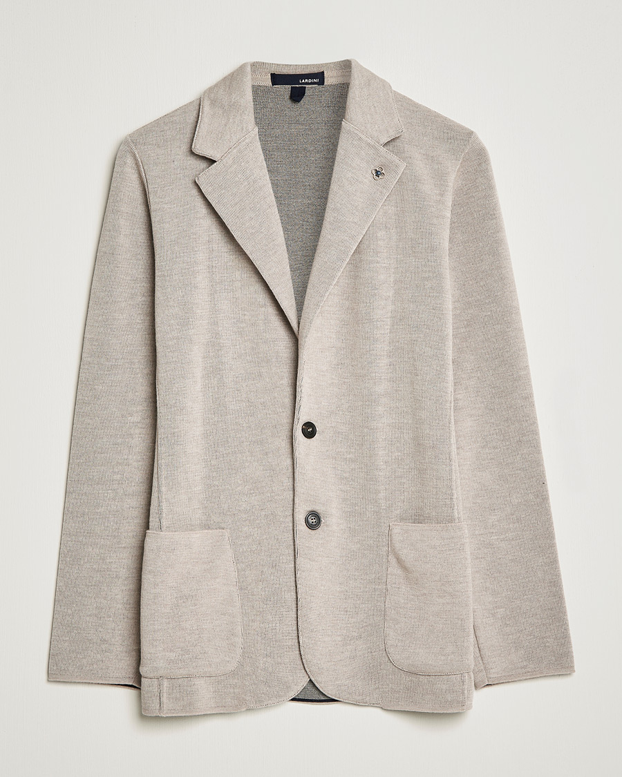 Herre | Dressjakker | Lardini | Knitted Wool Blazer Beige