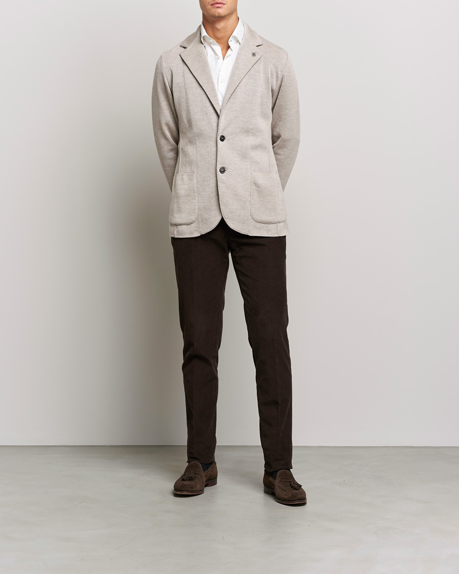 Herre | Strikkede blazere  | Lardini | Knitted Wool Blazer Beige