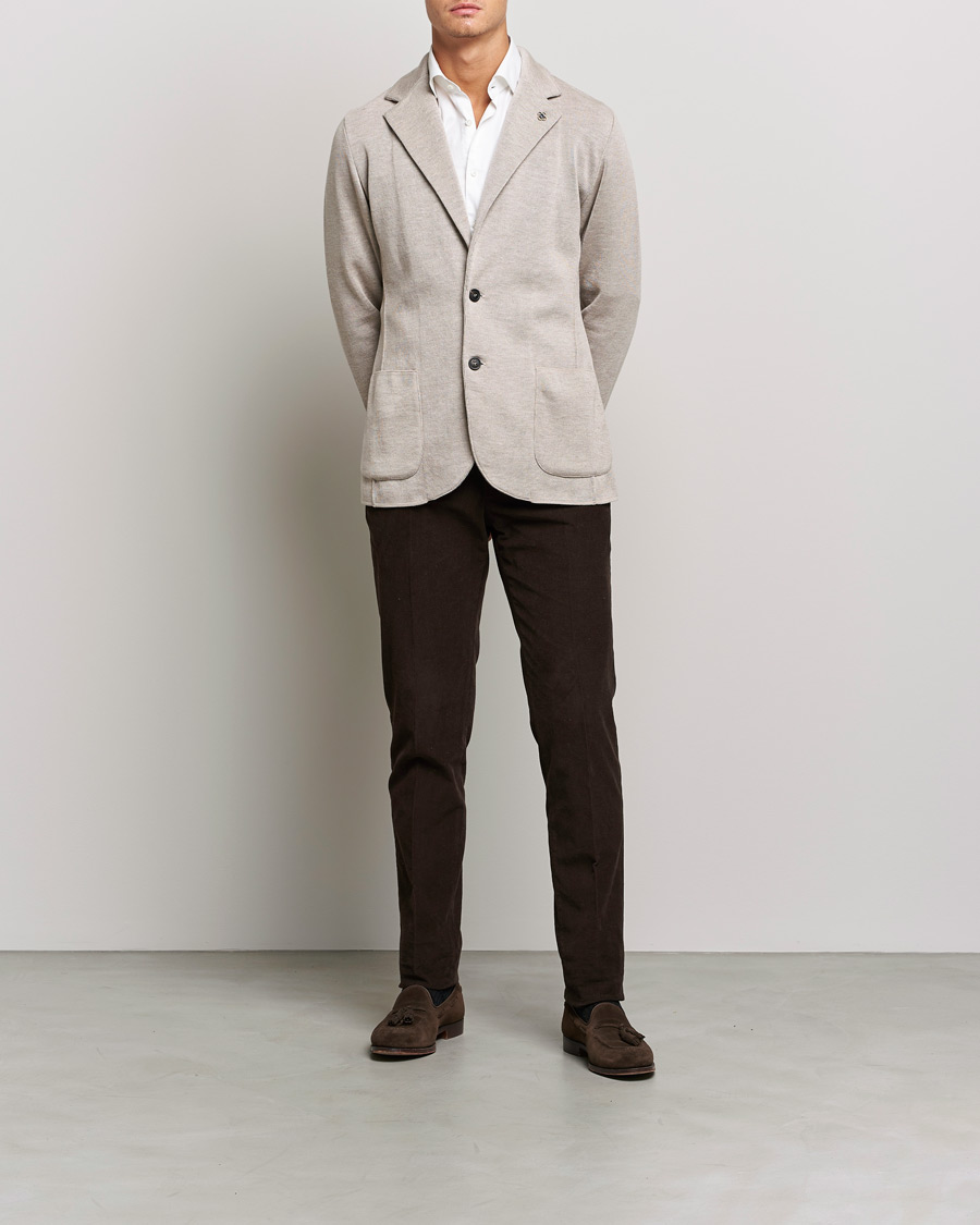 Herre | Dressjakker | Lardini | Knitted Wool Blazer Beige