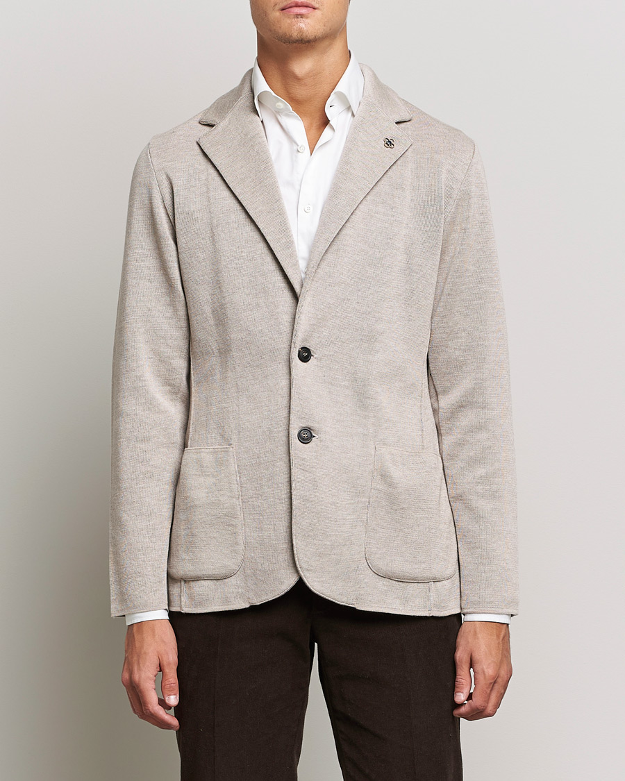 Herre | Dressjakker | Lardini | Knitted Wool Blazer Beige