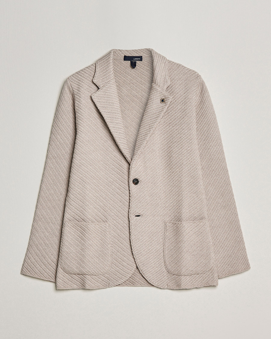 Herre | Dressjakker | Lardini | Structured Knitted Wool Blazer Beige