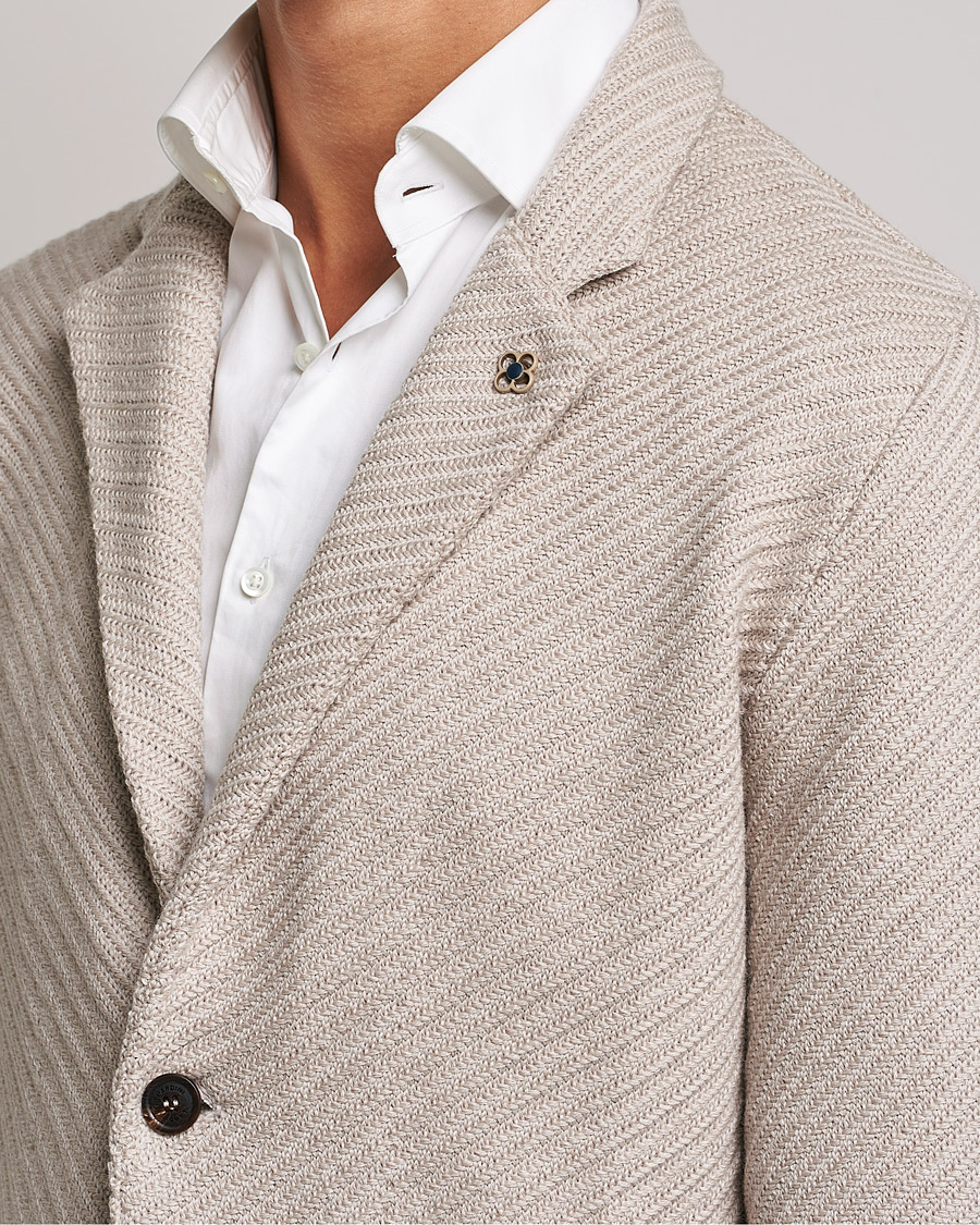 Herre | Dressjakker | Lardini | Structured Knitted Wool Blazer Beige