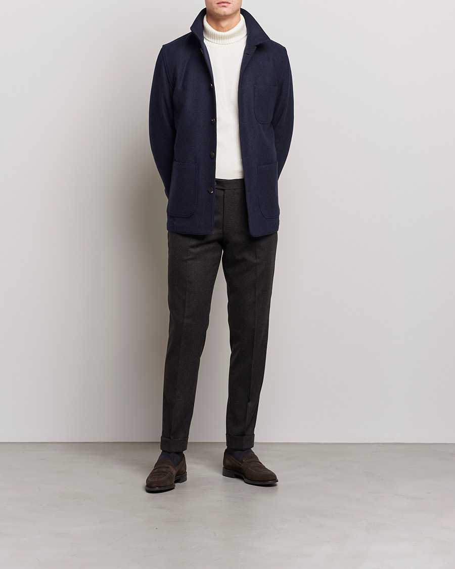 Herre |  | Lardini | Wool/Cashmere Shirt Jacket Navy
