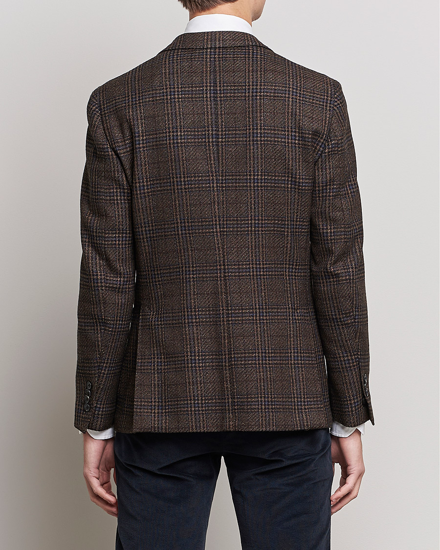 Herre | Dressjakker | Lardini | Checked Patch Pocket Wool/Silk Blazer Brown