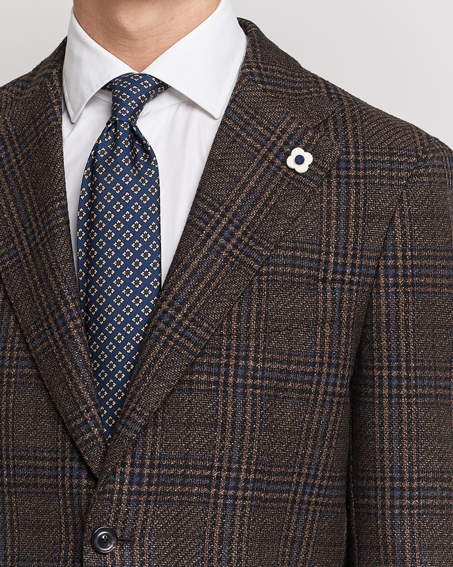 Herre | Dressjakker | Lardini | Checked Patch Pocket Wool/Silk Blazer Brown