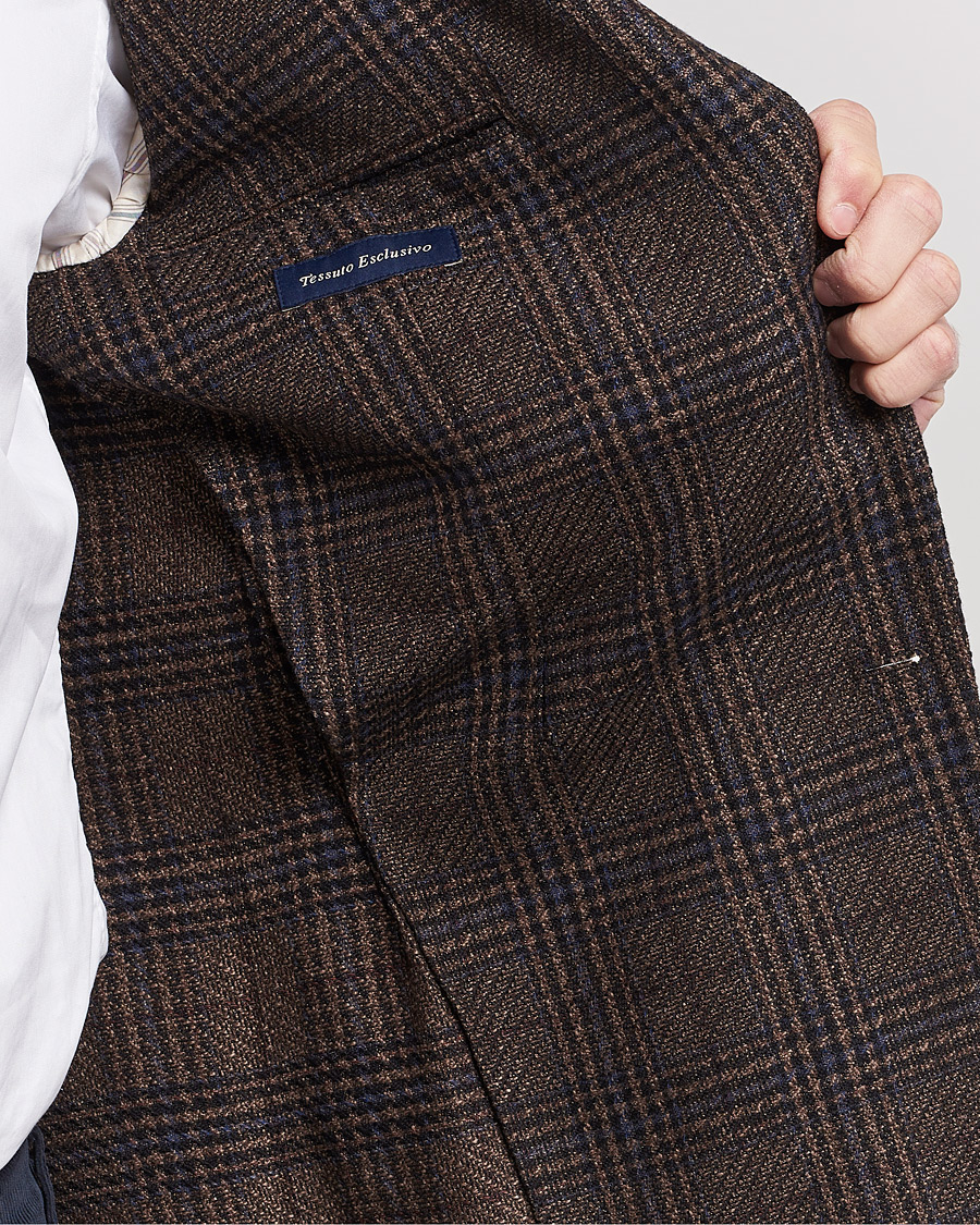 Herre | Dressjakker | Lardini | Checked Patch Pocket Wool/Silk Blazer Brown