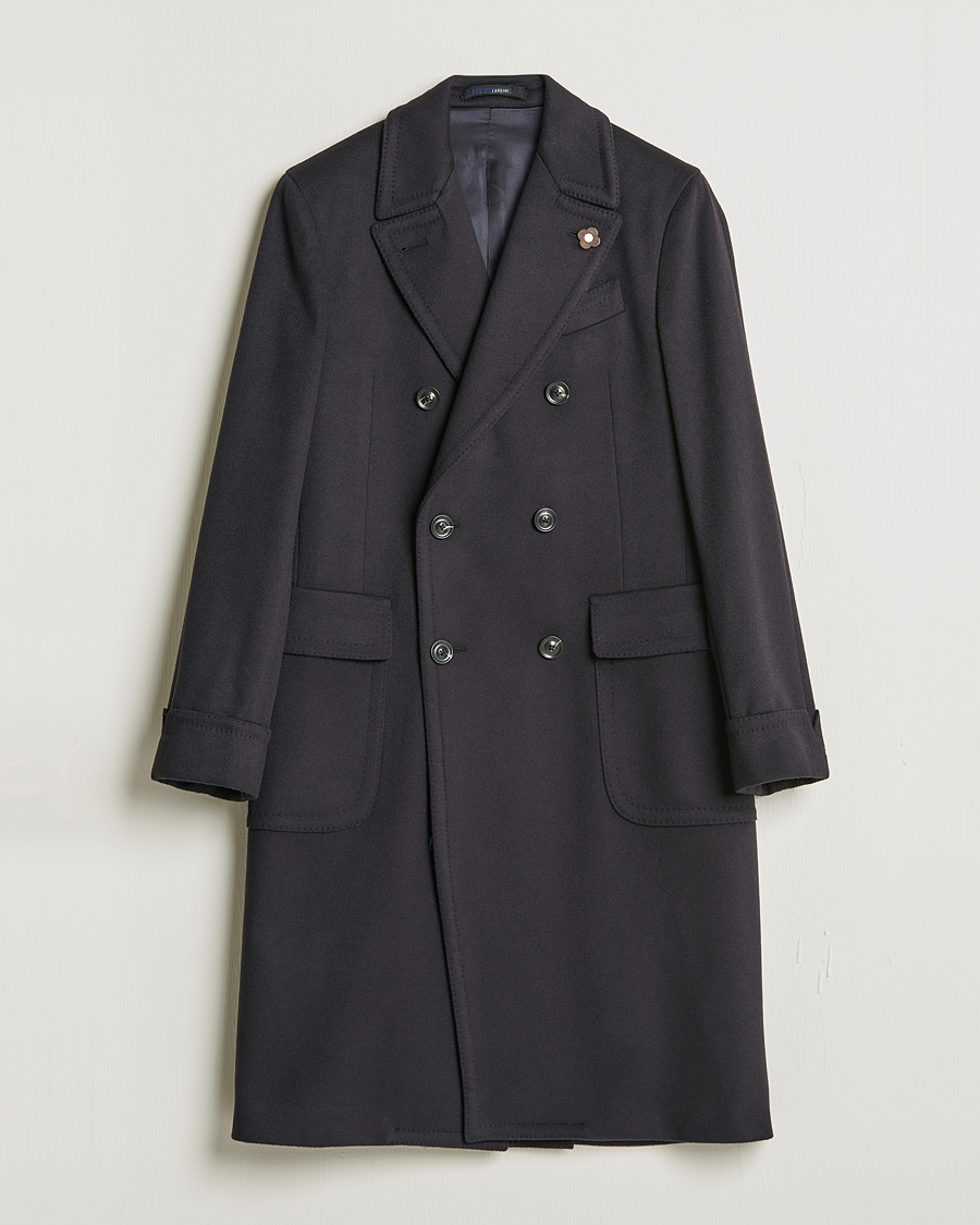 Herre | Jakker | Lardini | Ulster Double Breasted Wool Coat Navy