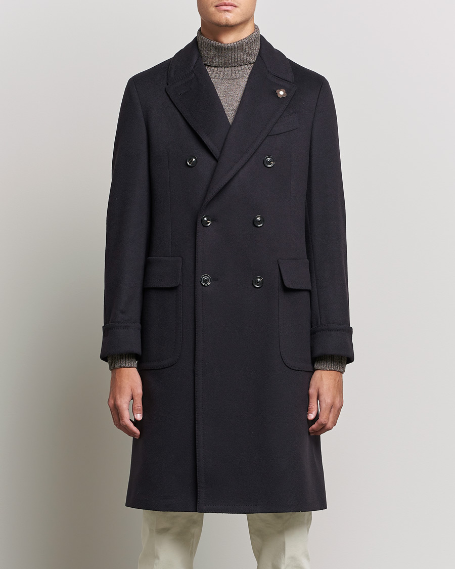 Herre | Dressede jakker | Lardini | Ulster Double Breasted Wool Coat Navy