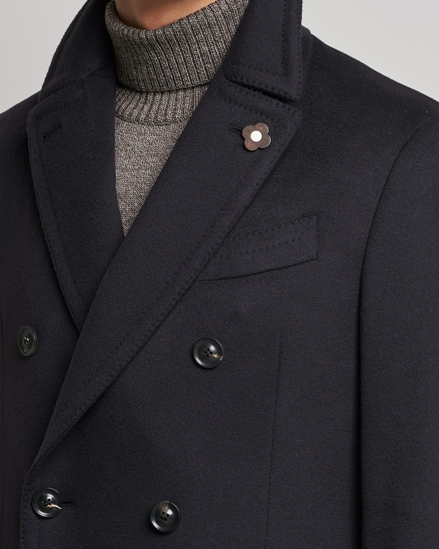 Herre | Jakker | Lardini | Ulster Double Breasted Wool Coat Navy