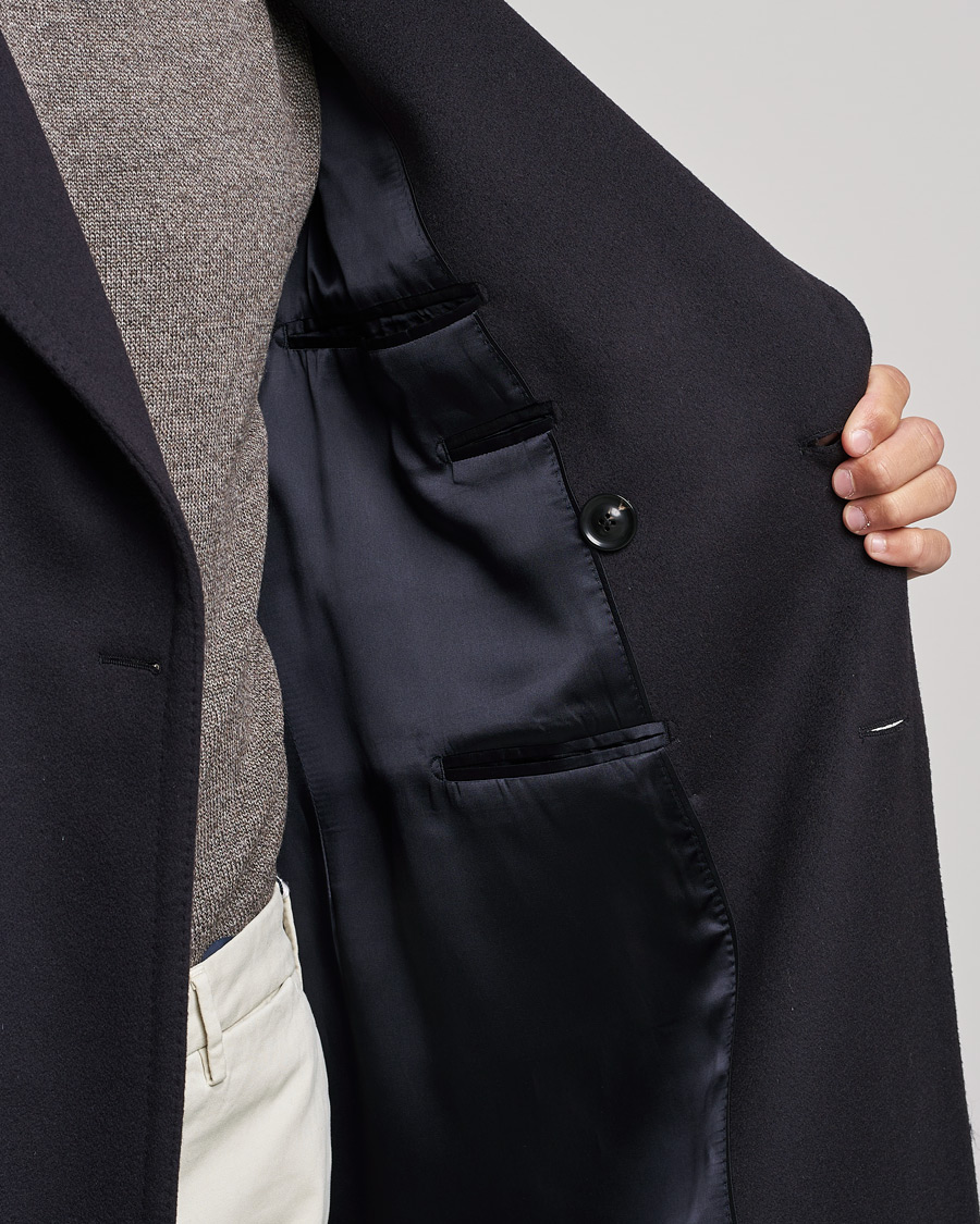 Herre | Jakker | Lardini | Ulster Double Breasted Wool Coat Navy