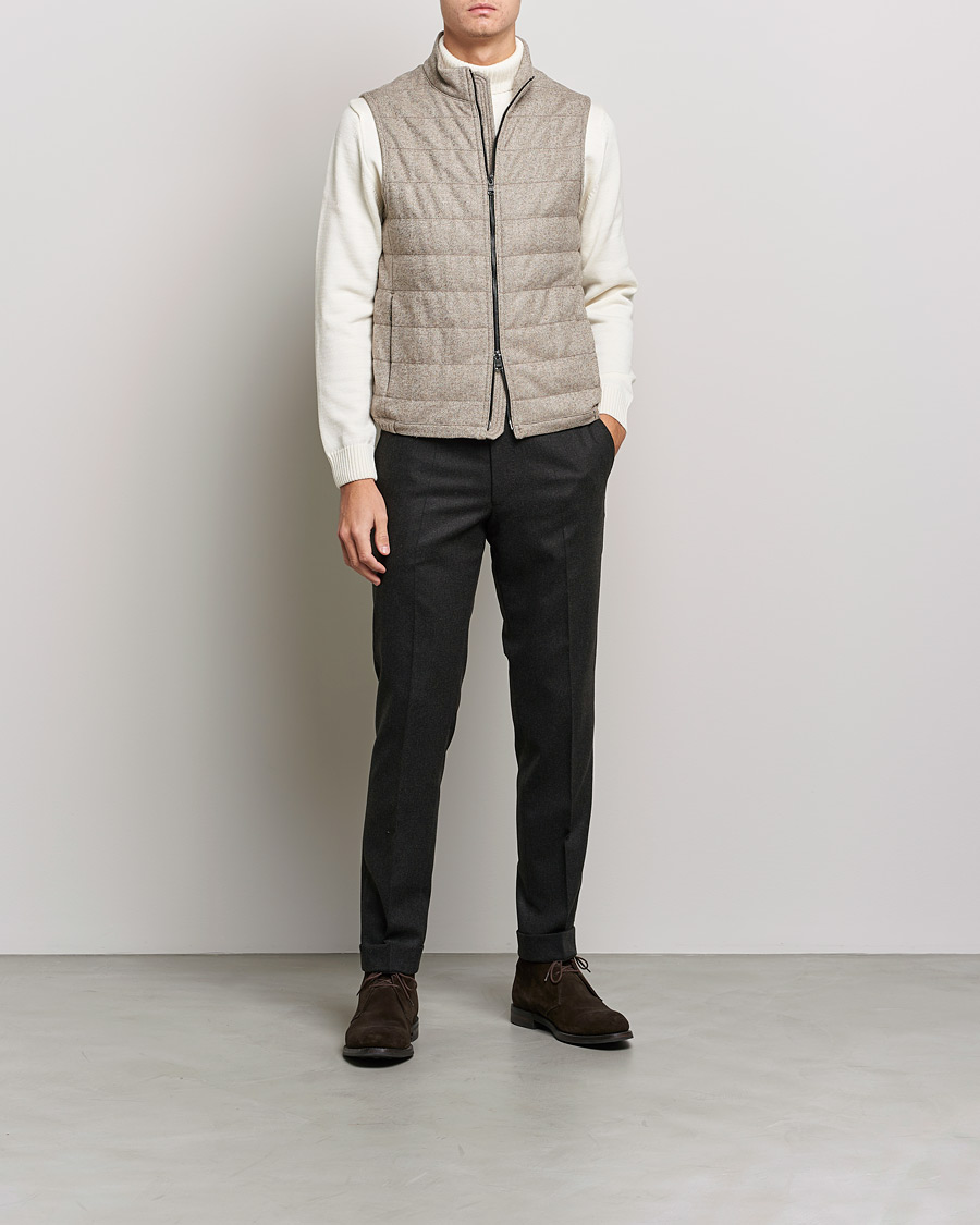 Herre |  | Oscar Jacobson | Liner EVO Wool Herringbone Waistcoat Beige