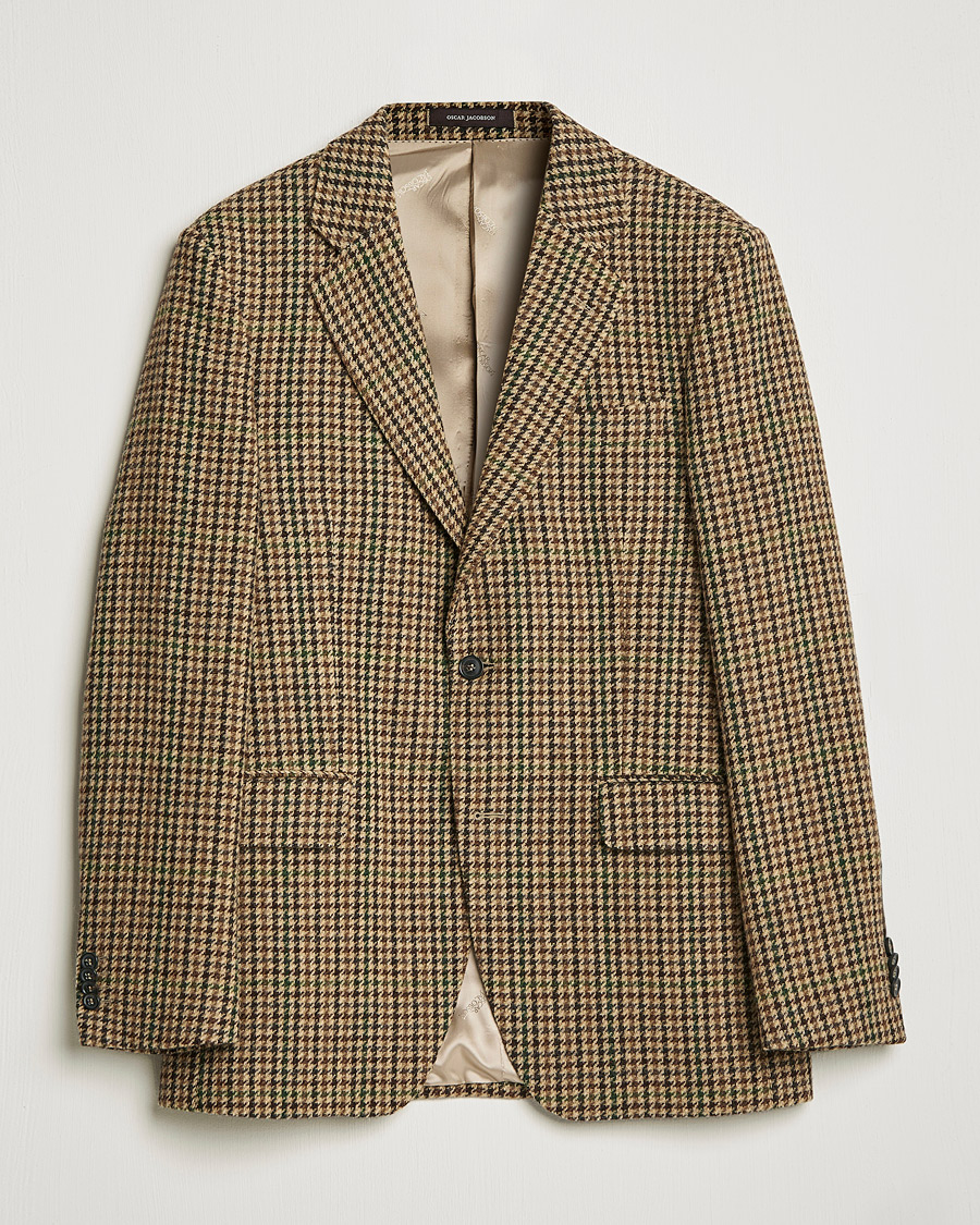 Herre | Dressjakker | Oscar Jacobson | Freeman Moon Houndstooth Tweed Blazer Beige