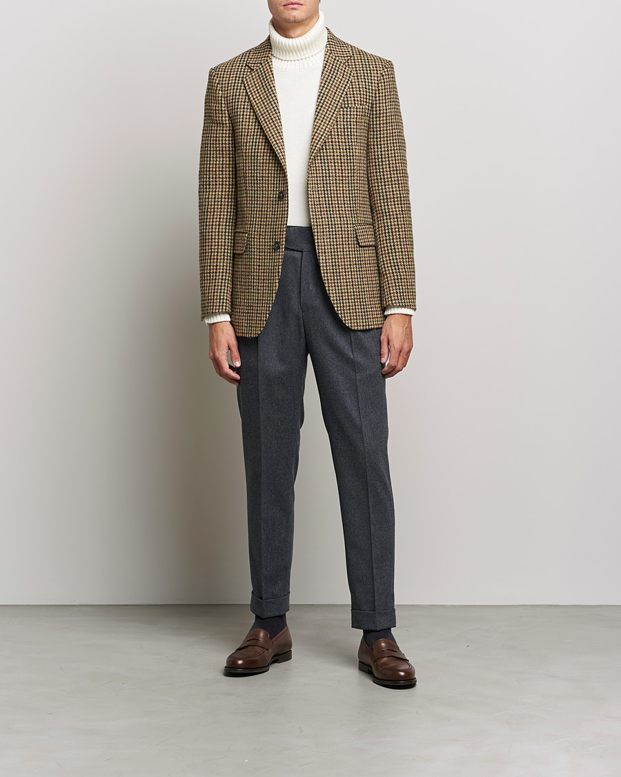 Herre | Dressjakker | Oscar Jacobson | Freeman Moon Houndstooth Tweed Blazer Beige