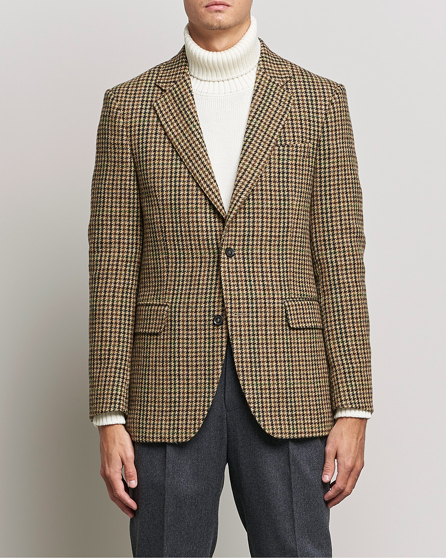 Herre | Dressjakker | Oscar Jacobson | Freeman Moon Houndstooth Tweed Blazer Beige