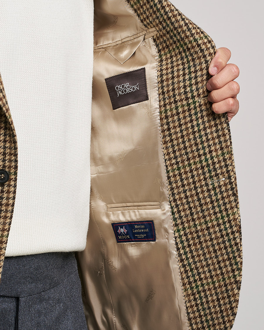Herre | Dressjakker | Oscar Jacobson | Freeman Moon Houndstooth Tweed Blazer Beige