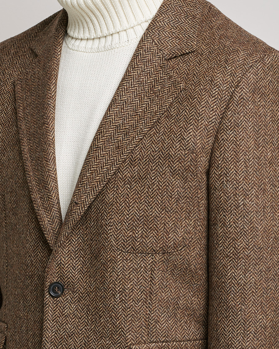Herre | Dressjakker | Oscar Jacobson | Fares Moon Herringbone Tweed Blazer Brown