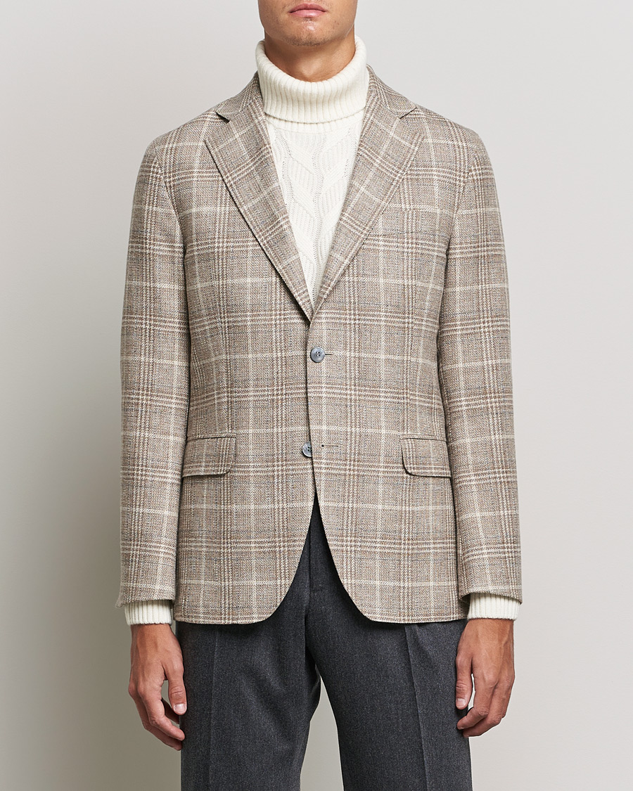 Herre | Dressjakker | Oscar Jacobson | Ferry Soft Checked Wool Blazer Beige