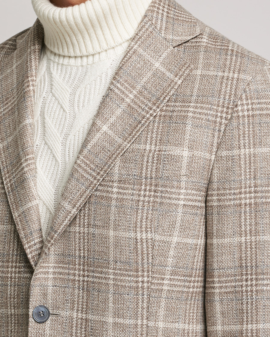 Herre | Dressjakker | Oscar Jacobson | Ferry Soft Checked Wool Blazer Beige