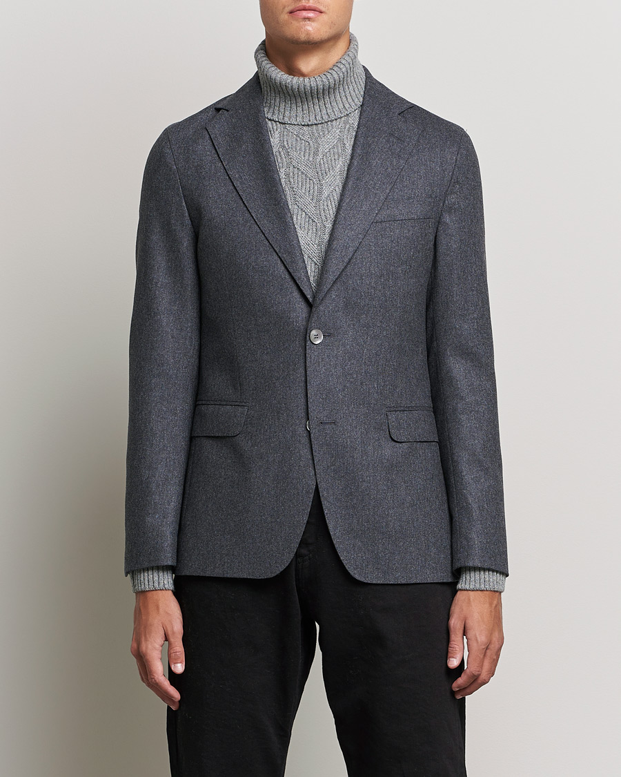 Herre |  | Oscar Jacobson | Ego Wool Flannel Blazer Grey Melange