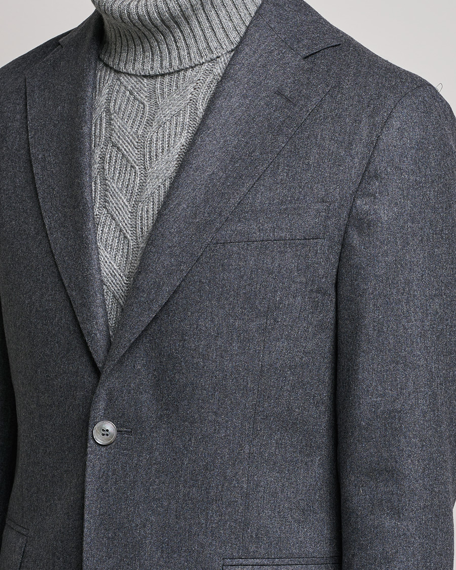 Herre | Dressjakker | Oscar Jacobson | Ego Wool Flannel Blazer Grey Melange