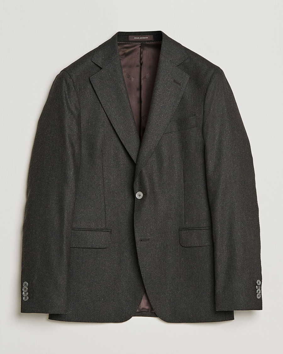 Herre | Dressjakker | Oscar Jacobson | Ego Wool Flannel Blazer Brown Melange