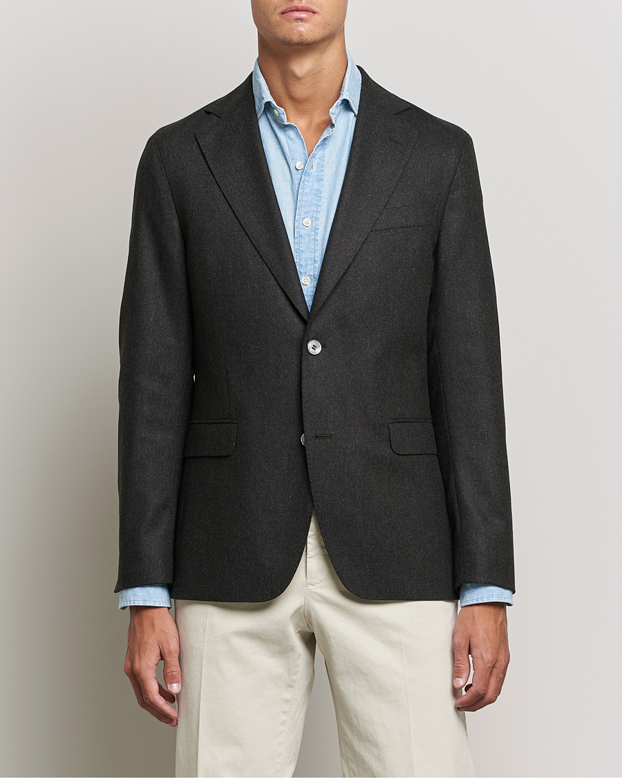 Herre | Dressjakker | Oscar Jacobson | Ego Wool Flannel Blazer Brown Melange