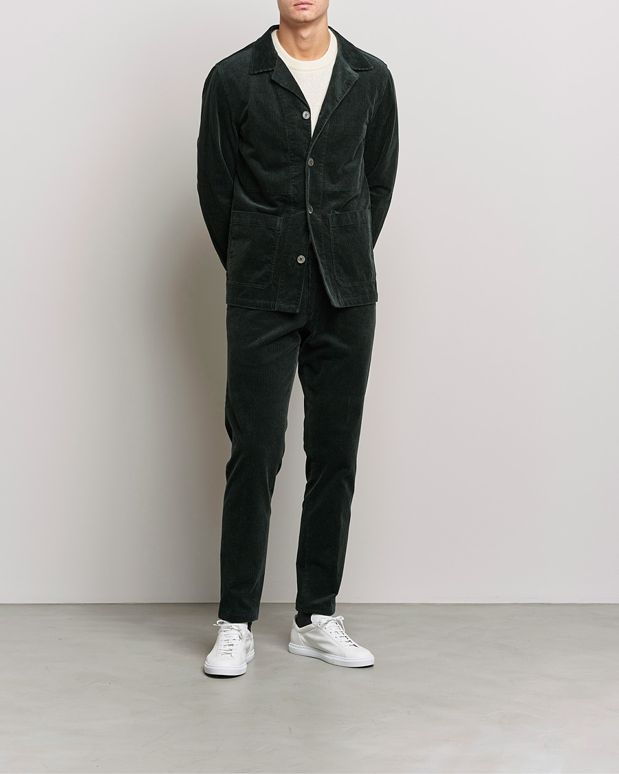 Herre | Bukser | Oscar Jacobson | Denz Corduroy Trousers Bottle Green