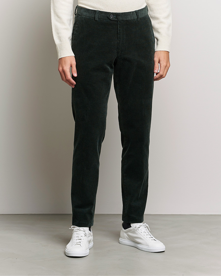 Herre | Bukser | Oscar Jacobson | Denz Corduroy Trousers Bottle Green