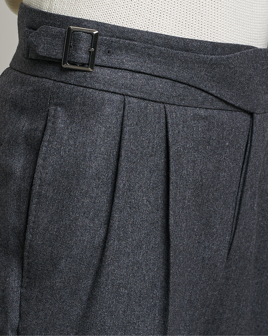Herre | Bukser | Oscar Jacobson | Gurkha Flannel Trousers Charcoal