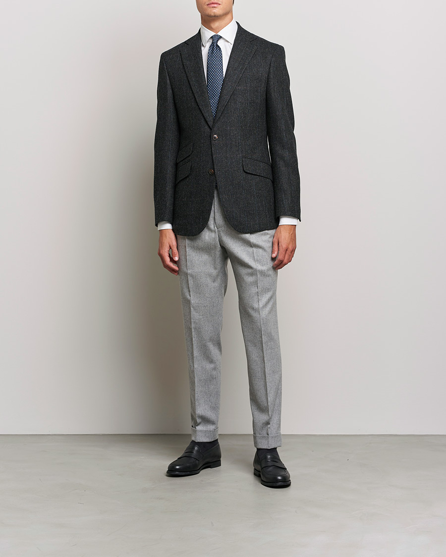 Herre | Bukser | Oscar Jacobson | Gurkha Flannel Trousers Light Grey