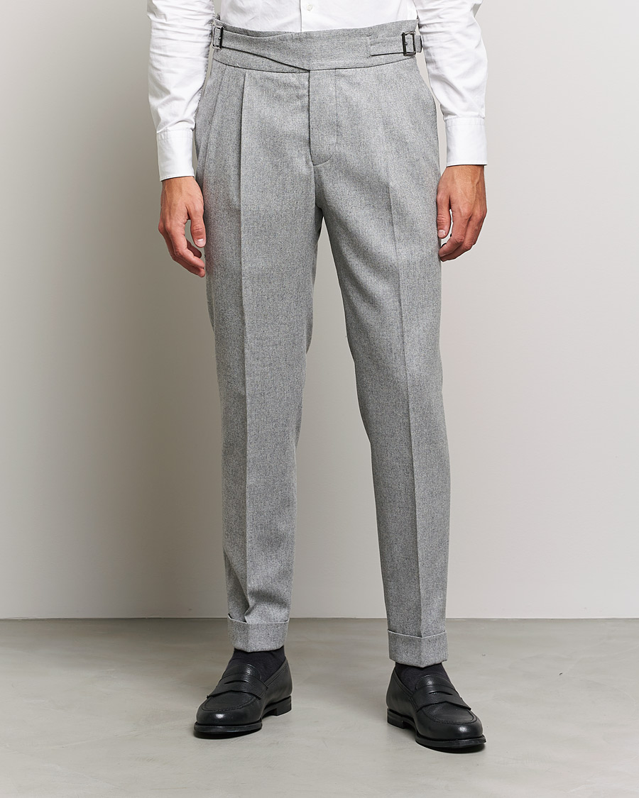 Herre | Bukser | Oscar Jacobson | Gurkha Flannel Trousers Light Grey