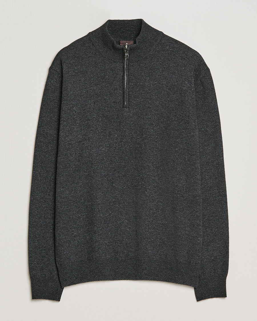 Herre | Gensere | Oscar Jacobson | Patton Wool/Cashmere Half Zip Charcoal