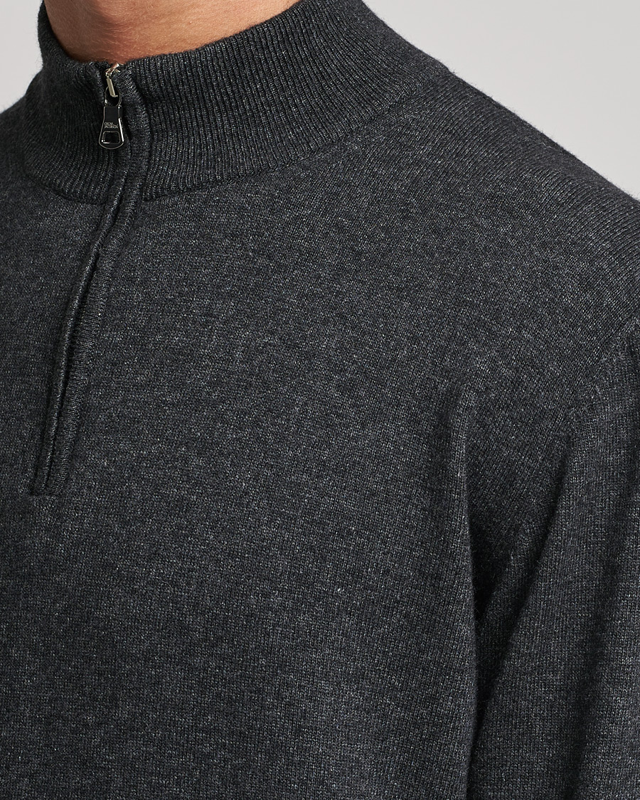 Herre | Gensere | Oscar Jacobson | Patton Wool/Cashmere Half Zip Charcoal