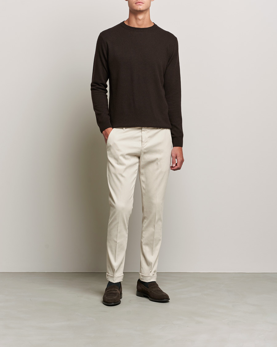 Herre | Gensere | Oscar Jacobson | Valter Wool/Cashmere Round Neck Brown