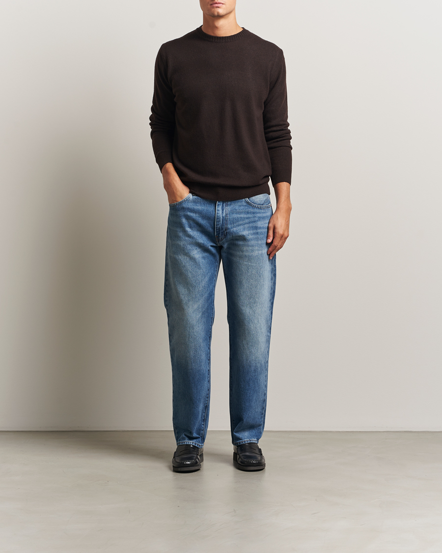 Herre | Gensere | Oscar Jacobson | Valter Wool/Cashmere Round Neck Brown