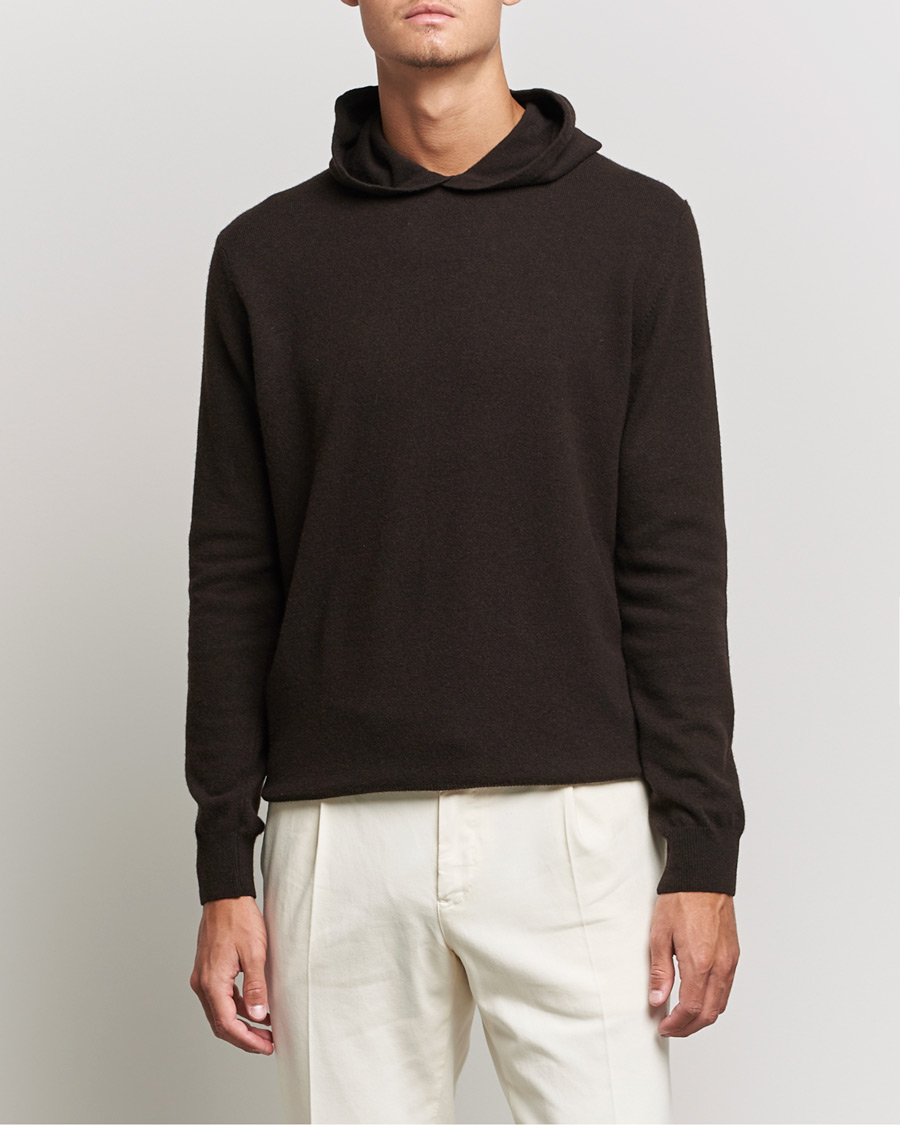 Herre | Gensere | Oscar Jacobson | Pascal Wool/Cashmere Hoodie Brown
