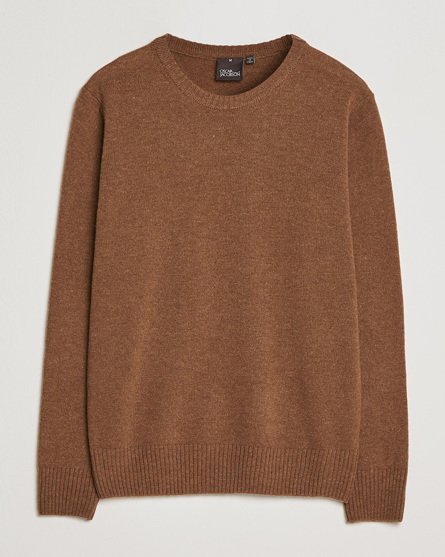Herre | Gensere | Oscar Jacobson | Emerson Patch Wool Roundneck Brown
