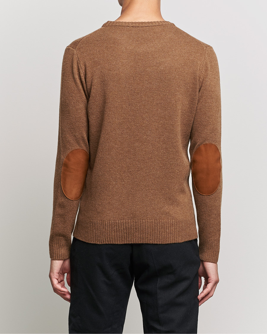 Herre | Gensere | Oscar Jacobson | Emerson Patch Wool Roundneck Brown