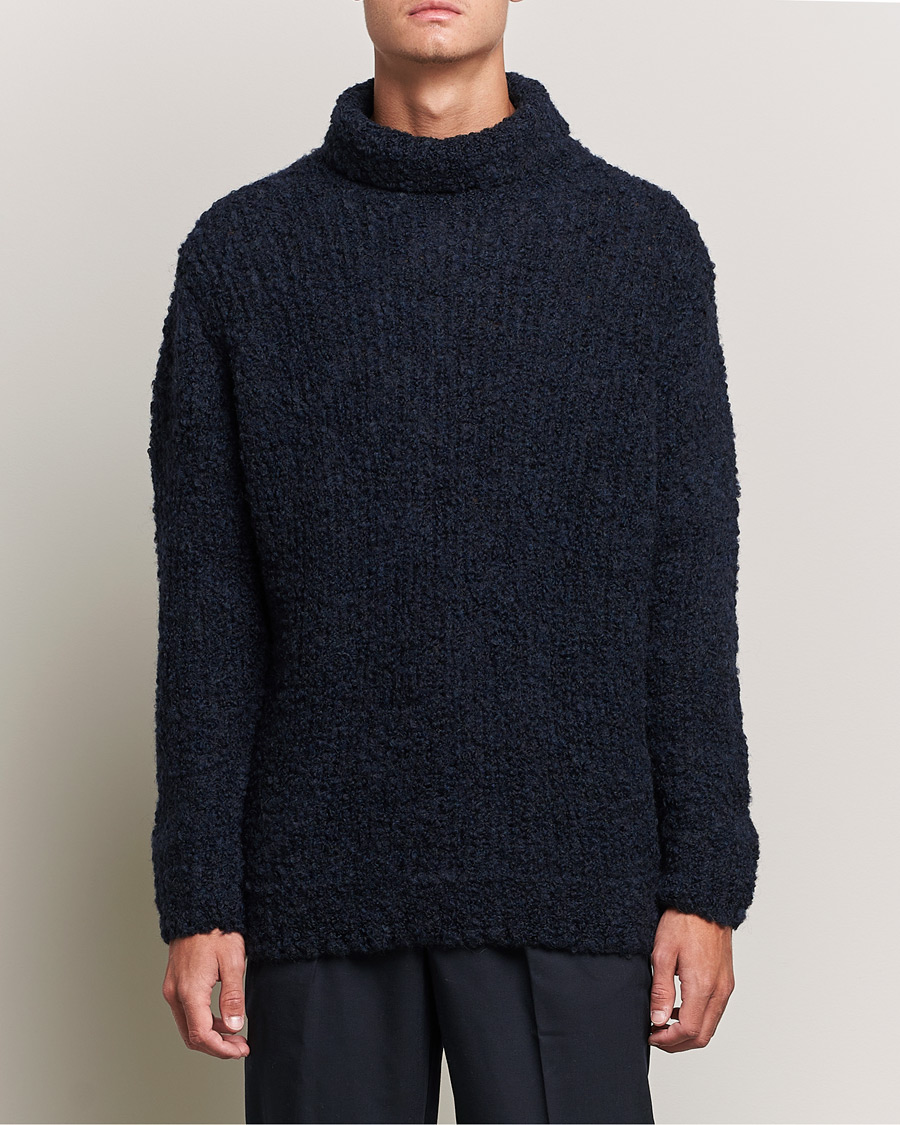 Herre | Gensere | Oscar Jacobson | Krister Wool/Alpaca Rollneck Navy