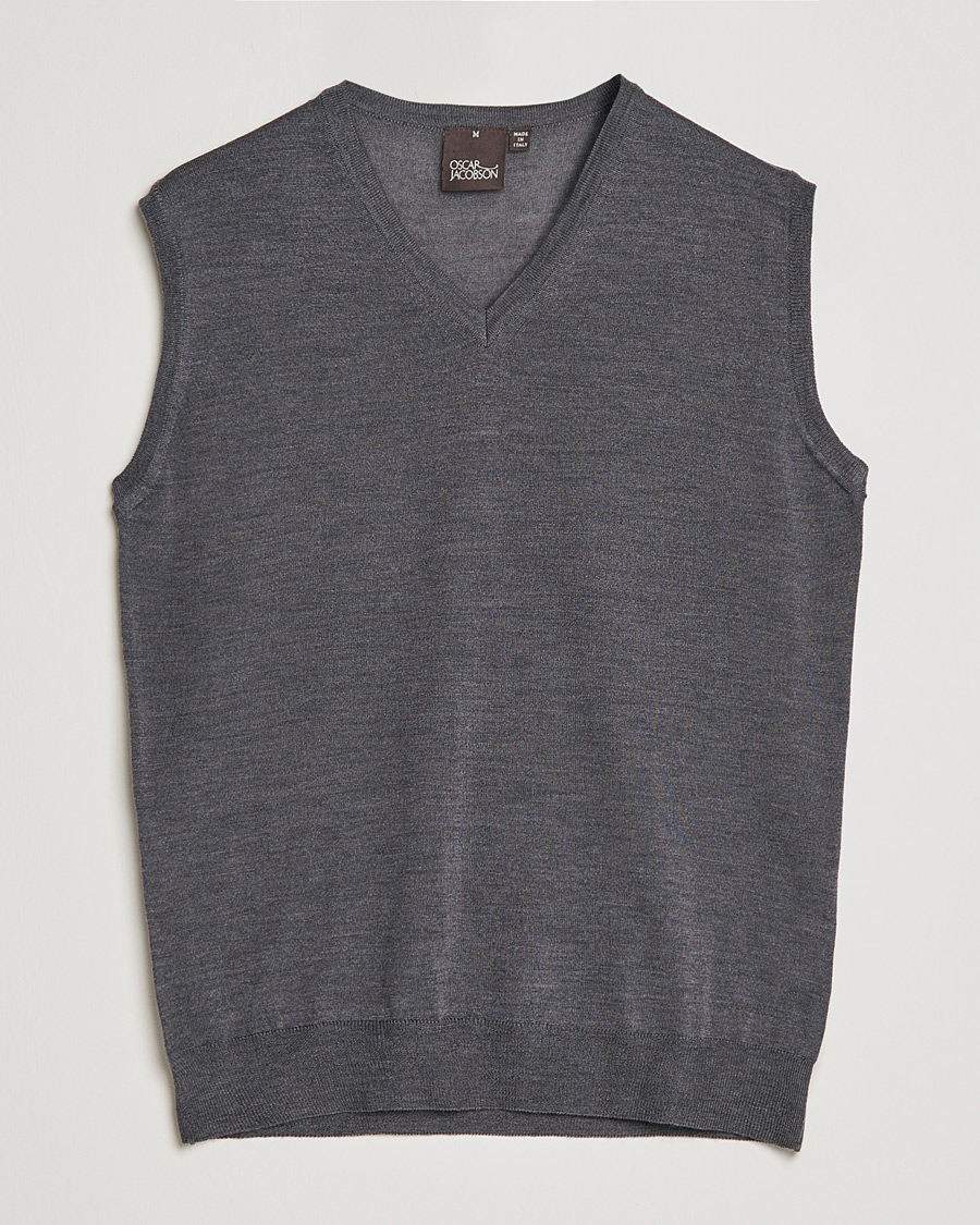 Herre | Gensere | Oscar Jacobson | Roger Extrafine Merino Vest Grey