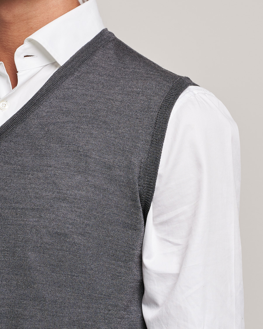 Herre | Gensere | Oscar Jacobson | Roger Extrafine Merino Vest Grey