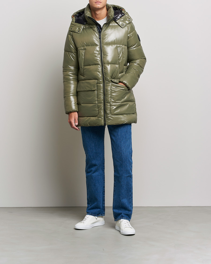 Herre |  | Save The Duck | Christian Long Padded Puffer Jacket Laurel Green