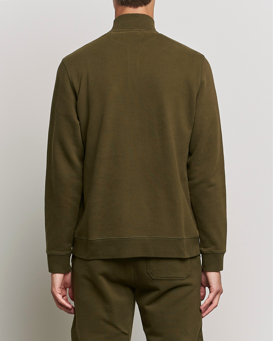 Herre | Gensere | Sunspel | Loopback Half Zip Sweatshirt Dark Moss