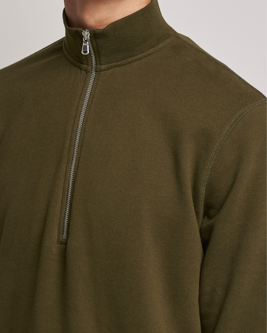 Herre | Gensere | Sunspel | Loopback Half Zip Sweatshirt Dark Moss