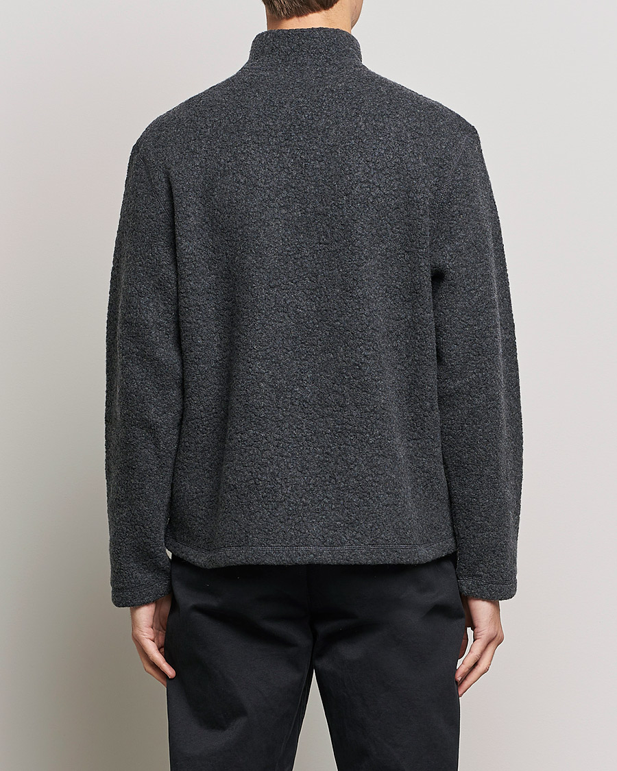 Herre | Gensere | Sunspel | Eco Wool Half Zip Fleece Charcoal Melange