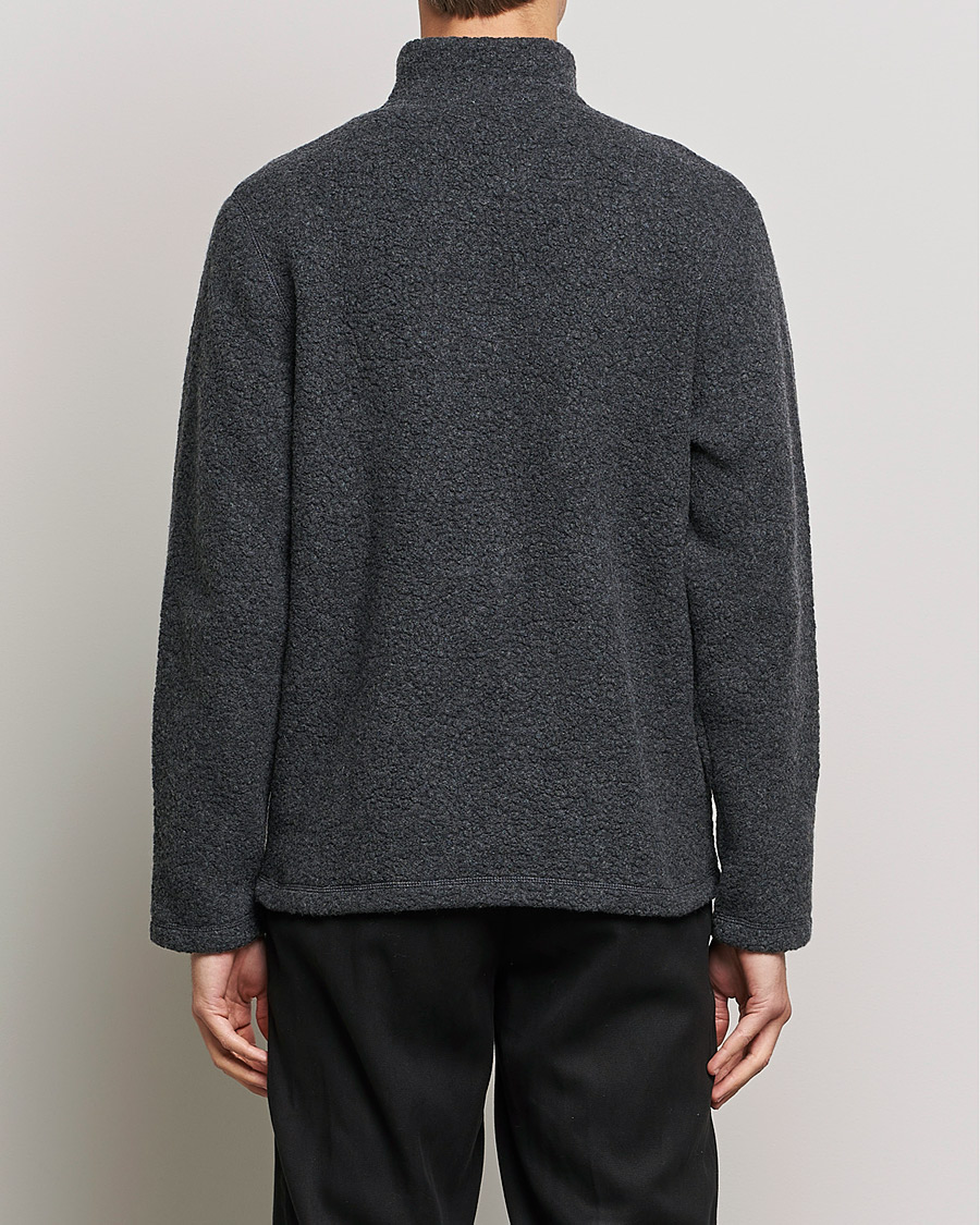 Herre | Gensere | Sunspel | Eco Wool Full Zip Fleece Jacket Charcoal Melange