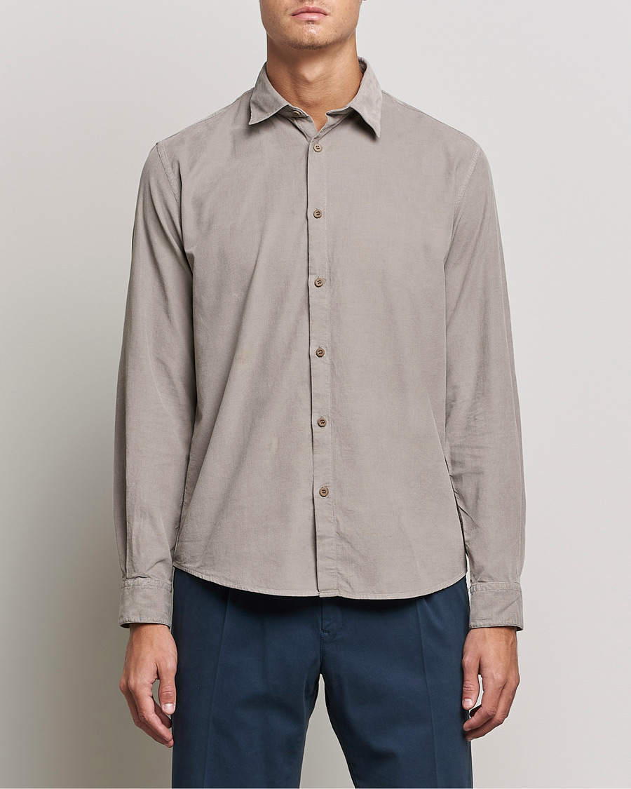 Herre |  | Sunspel | Cotton Baby Cord Shirt Umber Brown
