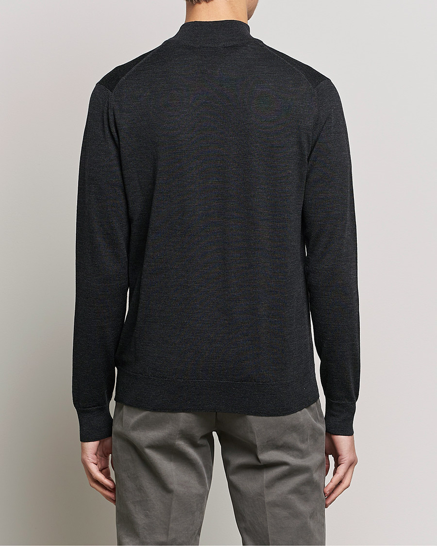 Herre | Gensere | Sunspel | Merino Half Zip Sweater Charcoal Melange
