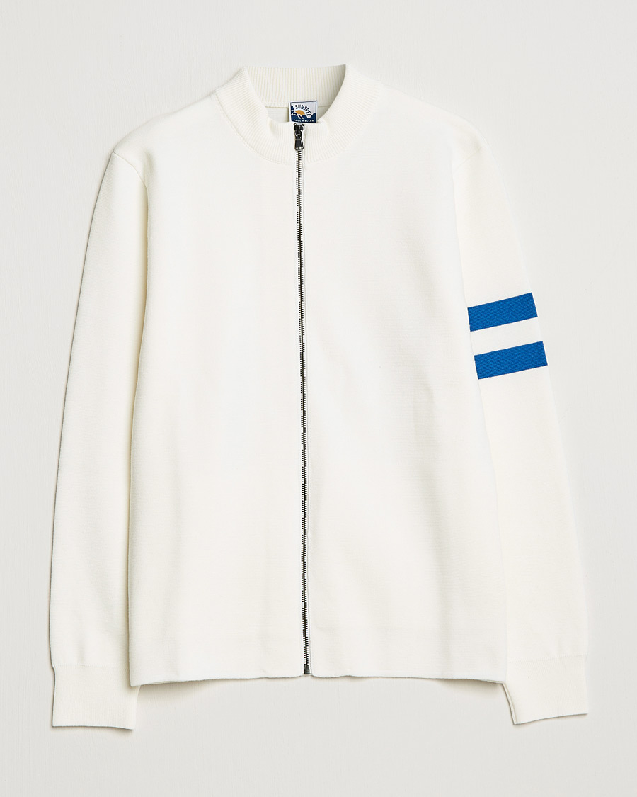 Herre | Gensere | Sunspel | Paul Weller Extra Fine Merino Zip Cardigan White