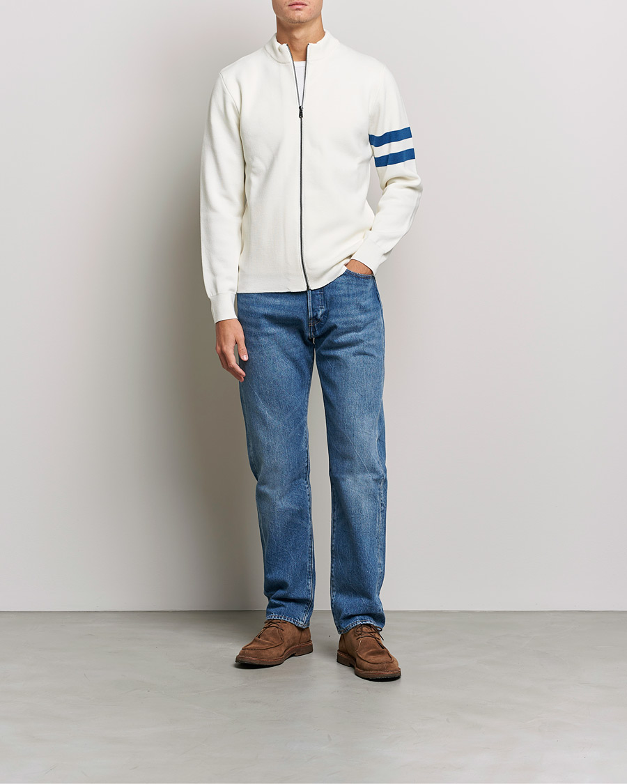 Herre | Gensere | Sunspel | Paul Weller Extra Fine Merino Zip Cardigan White